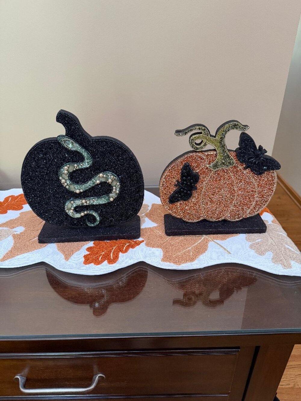 HALLOWEEN TABLE DECOR - Sequined/Glittery pumpkins - YOU CHOOSE YOUR DESIGN